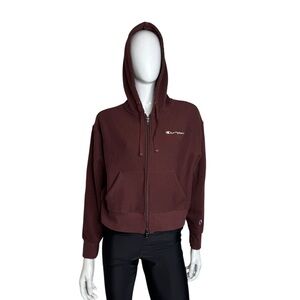 Champion Maroon Full-Zip Hoodie with Script Logo